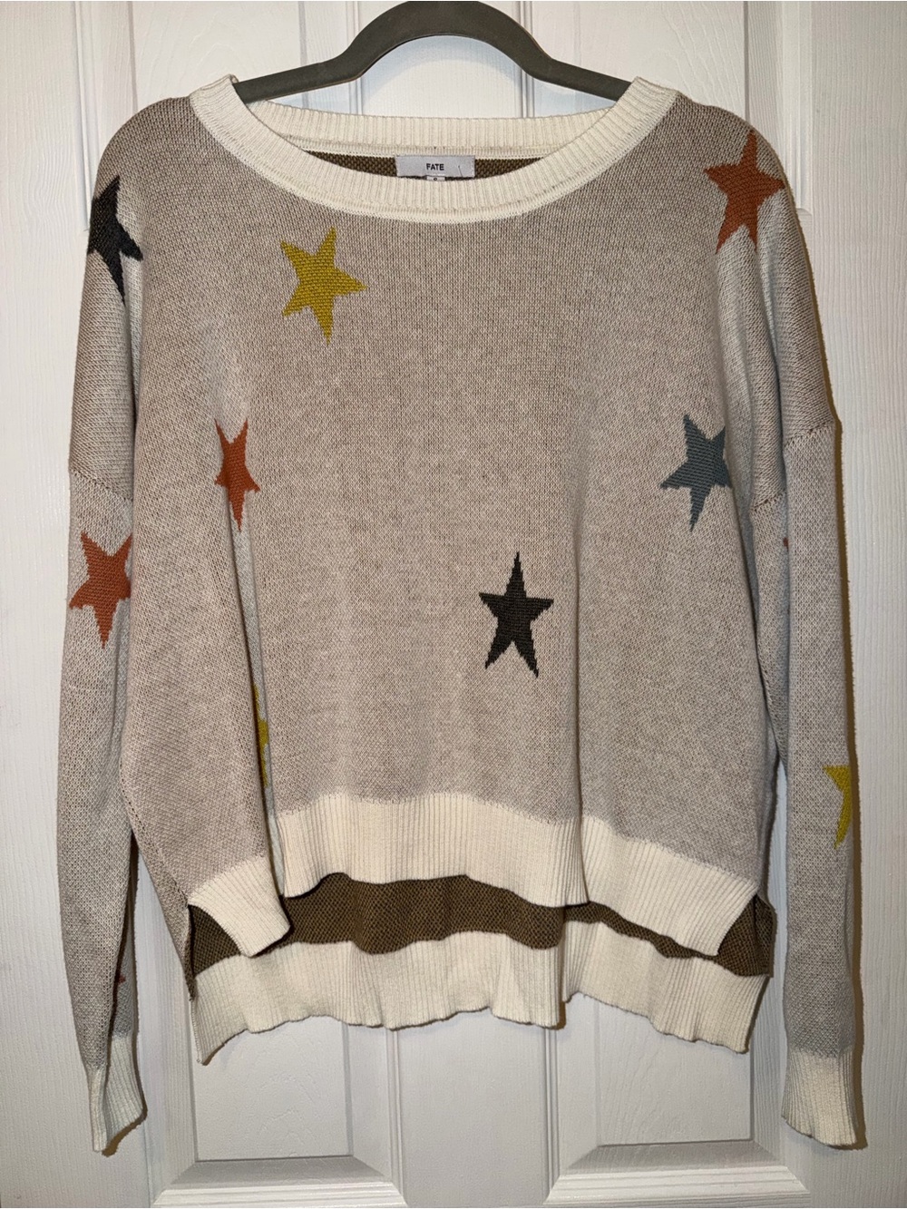 Fate Star Pattern Crewneck Sweater - Taupe